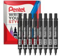 Pentel N50 Fine Permanent Marker Pen - 4.3mm Bullet Tip - Multi Surface Use - Cardboard, Metal, Wood, Plastic & Glass Marker Pens - In Envelope Gift Packaging - Black Ink (Pack of 8)