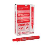 Pentel N50 Permanent Bullet Marker Broad Red (Pack of 12) N50-B