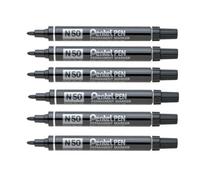 Pentel N50 Permanent Marker Bullet Tip 1.5-2mm Line Black Ref N50-A [Pack of 12]