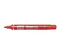 Pentel Marker N50 - Permanent, Bullet Tip, Aluminium Barrel, Waterproof Ink - Red