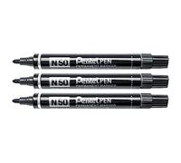 Pentel N50 Permanent Marker Taper Tip Black 3 Pcs