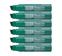 Pentel N50XL Chisel Tip Permanent Marker - Green (Pack of 6)
