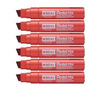 Pentel N50XL Marker Chisel Tip Red (Pack of 6) N50XL-B