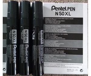 Pentel N50XL Extra Large Broad Permanent Marker Chisel Tip X 3 Black FastP&P