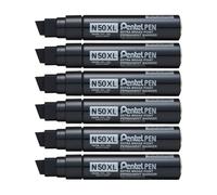 Pentel N50XL Marker Chisel Tip Black (Pack of 6) N50XL-A