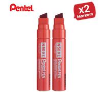 Pentel N50XL Extra Large Broad Permanent Marker - Chisel Tip - Pack of 3 - Red
