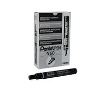 Pentel N60-A - N60 Permanent Marker Chisel Tip Blk N60-A - (PK12)
