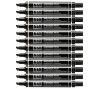 Pentel Permanent Marker N60, Chisel Tip, Max 6mm Line, Black, Pack of 12