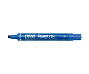 Pentel N60 Permanent Marker Medium Chisel 3.9 - 5.7 mm Blue Water-Resistant Pack of 12