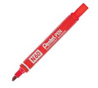 Pentel N60 Permanent Marker Pen - Chisel Tip - Red Ink - Single