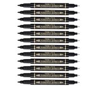 Pentel Twin Tipped Permanent Marker - Fine/Extra Fine Nib - Black - Pack of 12