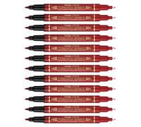Pentel N75W Permanent Marker Twin Tip Red Pack of 12