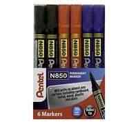 Pentel Permanent Marker N850 - Bullet Tip 2.1mm - Pack of 6 Assorted