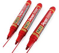 Pentel N850 Permanent Marker Pens - 4.2mm Bullet Tip - Pack of 3 - Red
