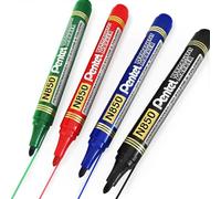 Pentel N850 Permanent Marker Pens - 4.2mm Bullet Tip - Pack of 4 - Black, Blue, Red, Green