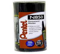 Pentel N850 Permanent Marker Bullet Tip Black (Pack of 12) N850T12-A