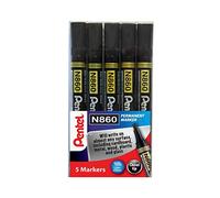 Pentel Permanent Marker N860 Chisel Tip – Pack of 5 – Black