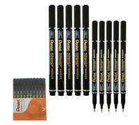 Pentel NF450 Pen-Style Permanent Marker Pens, Extra Fine Tip, BLACK, Pack of 10, Write-4-All CD/DVD Markers, Waterproof Fadeproof Ink, Quick Dry