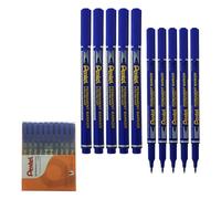 Pentel NF450 Pen-Style Permanent Marker Pens, Extra Fine Tip, BLUE, Pack of 10, Write-4-All CD/DVD Markers, Waterproof Fadeproof Ink, Quick Dry
