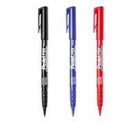 Pentel NMS50 Permanent Marker Pen - Green Label - 2mm Nib - Black, Blue, Red - Pack of 3