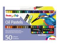 Pentel PHN Oil Pastels - 50 Colours Including Metallic and Neon (Pack of 50 - Assorted Colours)