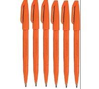 Pentel Orange Original Sign Pen S520 Fibre Tip Marker Pens Colour Fineliner 2mm Nib 1mm Line Width (Pack Of 6)