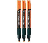 Pentel Orange Wet Erase Chalk Marker Pens Metal Glass Plastic Stone Blackboard Chalkboard 4mm Chisel Nib With 1.5mm - 4mm Line Width SMW26-FO (Pack Of 3)