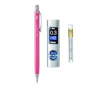 Pentel Orenz Mechanical Pencil - 0.3mm Pink Barrel + Ain Stein Refill Leads 0.3mm HB + Refill Erasers