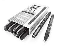Pentel - S20P Pointliner Pigment Liner Technical Drawing Fineliner Pen - 0.1mm - Black Ink - Pack of 12