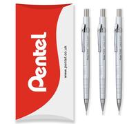 Pentel P205-1Z Mechanical Automatic Pencil - 0.5mm Lead - Silver - Pillow Pack of 3 Pencils