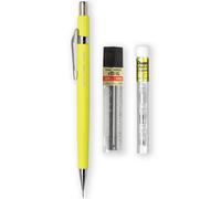 Pentel P205-97C Mechanical Automatic Pencil - Fluorescent Range - Single + 12 Hi-Polymer HB 0.5mm Refill Leads + Z2-1N Eraser Refills Tube of 4