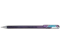 Pentel K110 Dual Hybrid Dual Metallic Metallic Gel Rollerball Pen Pack of Glitter Gel 1 2 Different Colour Effects on Light Wood/Dark Paper 0,5mm Violett/met. Blau