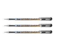Pentel Pack of 3 Textile BN15 Gel Ink Rollerball Pen 0.5 mm Black