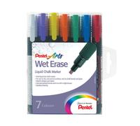 Pentel (PACK OF 7) Liquid Chalk Marker Chisel Tip Assorted SMW26/7 FREE DEL