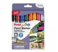 Pentel Paint Marker Medium Bullet Tip Assorted Metallic Colours (Pack 8) - YMMP10/8MET-M