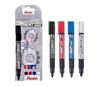 Pentel Paint Marker Wallet, 4 Markers, Black, Blue, Red & White (1 of each)