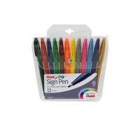 Pentel PENS52012 Pentel Arts Sign Pens Fine Point Assorted Ink DZ - PENS52012