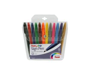 Pentel PENS52012 Pentel Arts Sign Pens Fine Point Assorted Ink DZ - PENS52012
