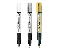Pentel Permanent Cellulose Paint Marker Pens - MMP20 - Gold, Silver and White - Pack of 3