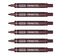 PENTEL Permanent Marker Pens N50 Bullet Tip 2 mm Pack of 6 Brown