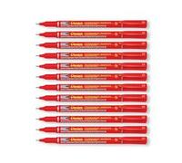 Pentel NFS410 Ultra Fine Permanent Marker, 0.4mm Line, Red ink (Pack of 12)