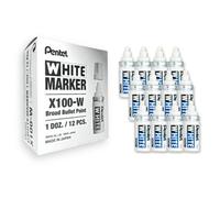 Pentel Permanent Marker Valve-controlled Bullet Tip Broad 6mm White Ref X100W [Pack of 12]