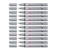 Pentel Permanent Paint Marker, Fine Bullet Tip Mellalic Silver ink MSP10 12 Pack