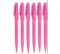 Pentel Pink Original Sign Pen S520 Fibre Tip Marker Pens Colour Fineliner 2mm Nib 1mm Line Width (Pack Of 6)