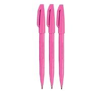 Pentel Pink Original Sign Pen S520 Fibre Tip Marker Pens Colour Fineliner 2mm Nib 1mm Line Width (Pack Of 3)
