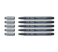 Pentel Pointliner S20P-05A Fineliner Black - Waterproof and Fade-proof, 0.05mm, Pack of 5 (5 Pieces)