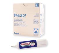 Pentel Presto! Jumbo Correction Pen, Fine Point, Metal Tip, Box of 12 (ZL31-W)
