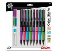Pentel Quick Click POP Mechanical Pencil, (0.7mm), Includes Refill Lead and Erasers, Pack of 8 Pencils (PD217LEBP8)