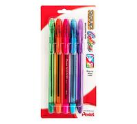 Pentel R.S.V.P. Colors Ballpoint Pen, Medium, Assorted Ink, Pack of 5 (BK91CRBP5M)