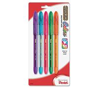 Pentel R.S.V.P. Colors Ballpoint Pen, Medium, Assorted Ink, Pack of 5 (BK91CRBP5M)